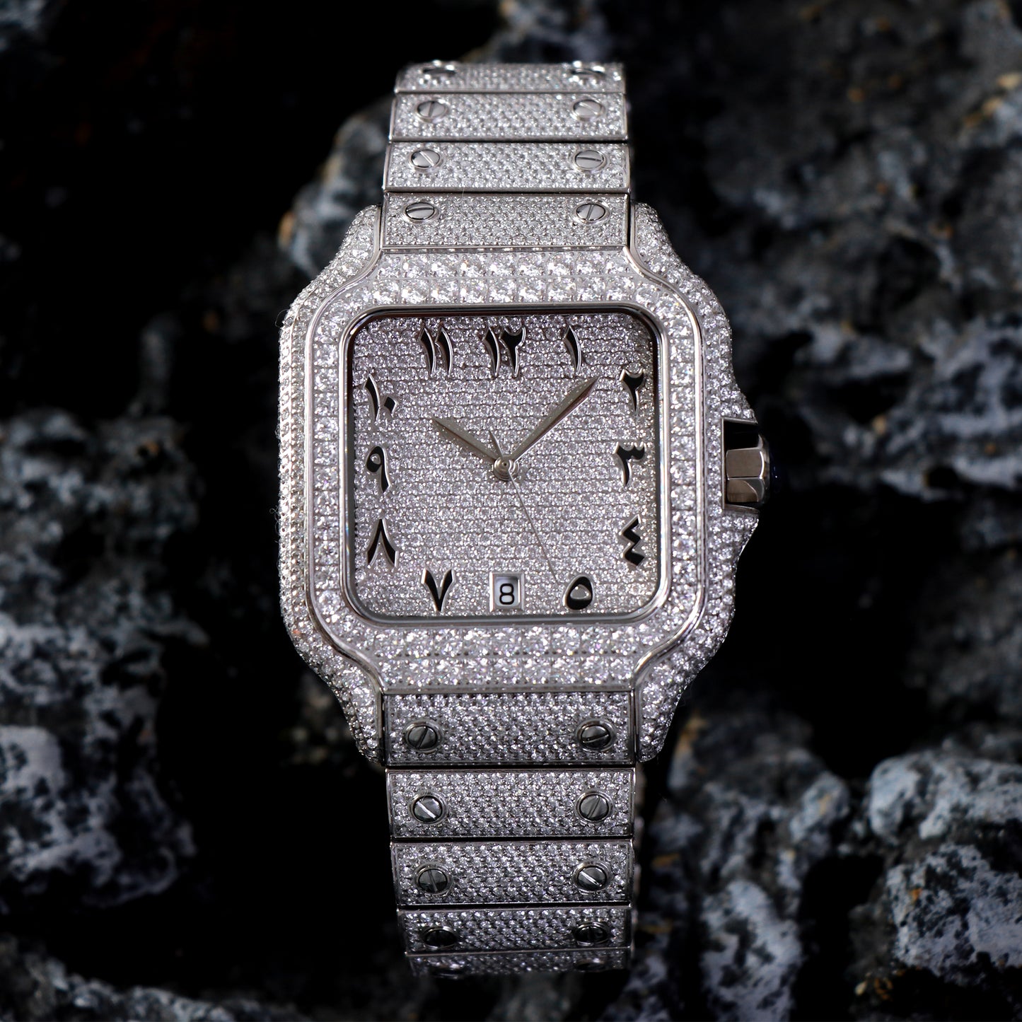 "ALL EYES ON ME" Buss Down Iced Watch – 2,518 VVS Moissanite | Automatic | Passes Diamond Tester