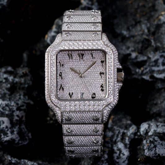 "ALL EYES ON ME" Buss Down Iced Watch – 2,518 VVS Moissanite | Automatic | Passes Diamond Tester