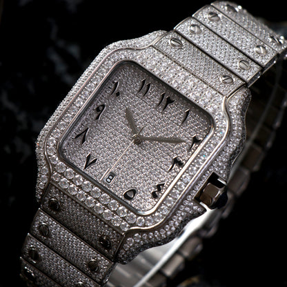 "ALL EYES ON ME" Buss Down Iced Watch – 2,518 VVS Moissanite | Automatic | Passes Diamond Tester