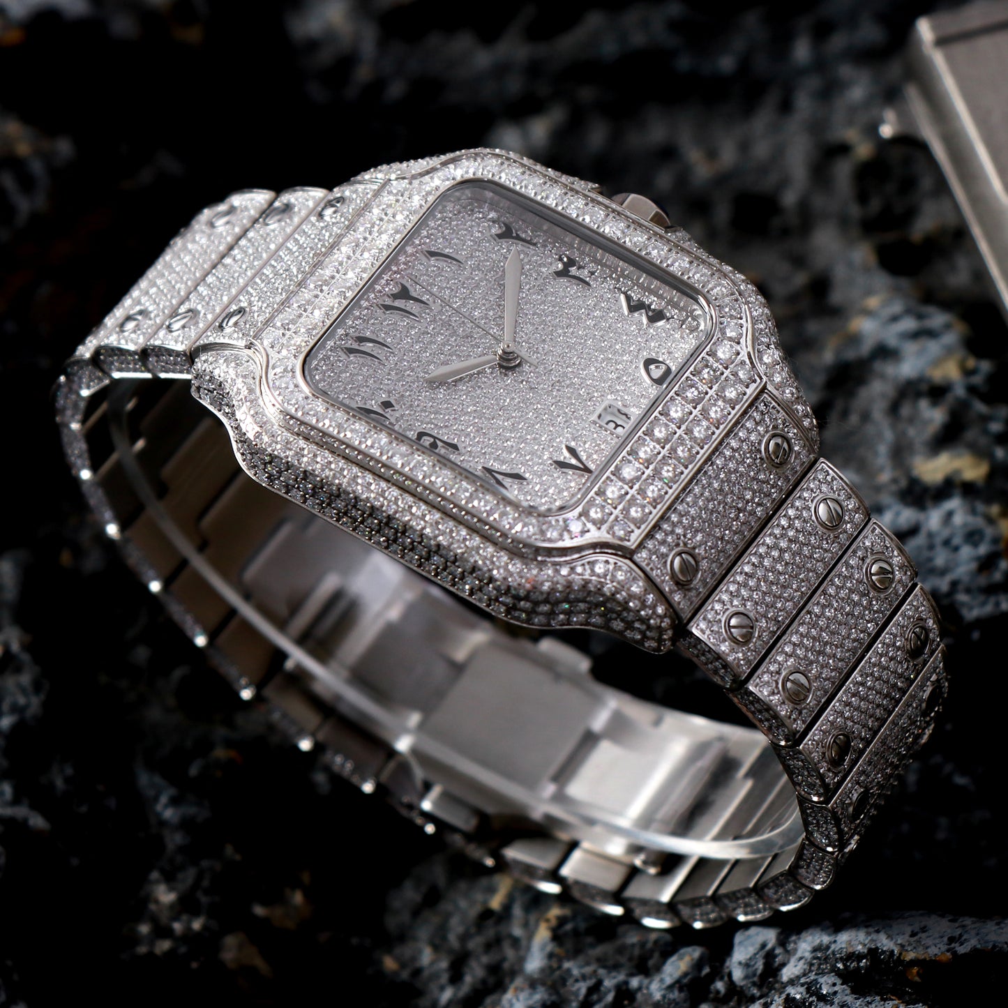 "ALL EYES ON ME" Buss Down Iced Watch – 2,518 VVS Moissanite | Automatic | Passes Diamond Tester