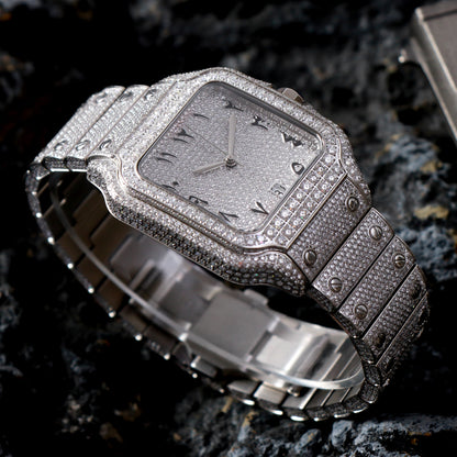 "ALL EYES ON ME" Buss Down Iced Watch – 2,518 VVS Moissanite | Automatic | Passes Diamond Tester